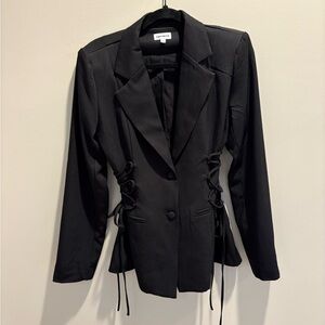 Superdown Black Blazer with Lace-Up Sides